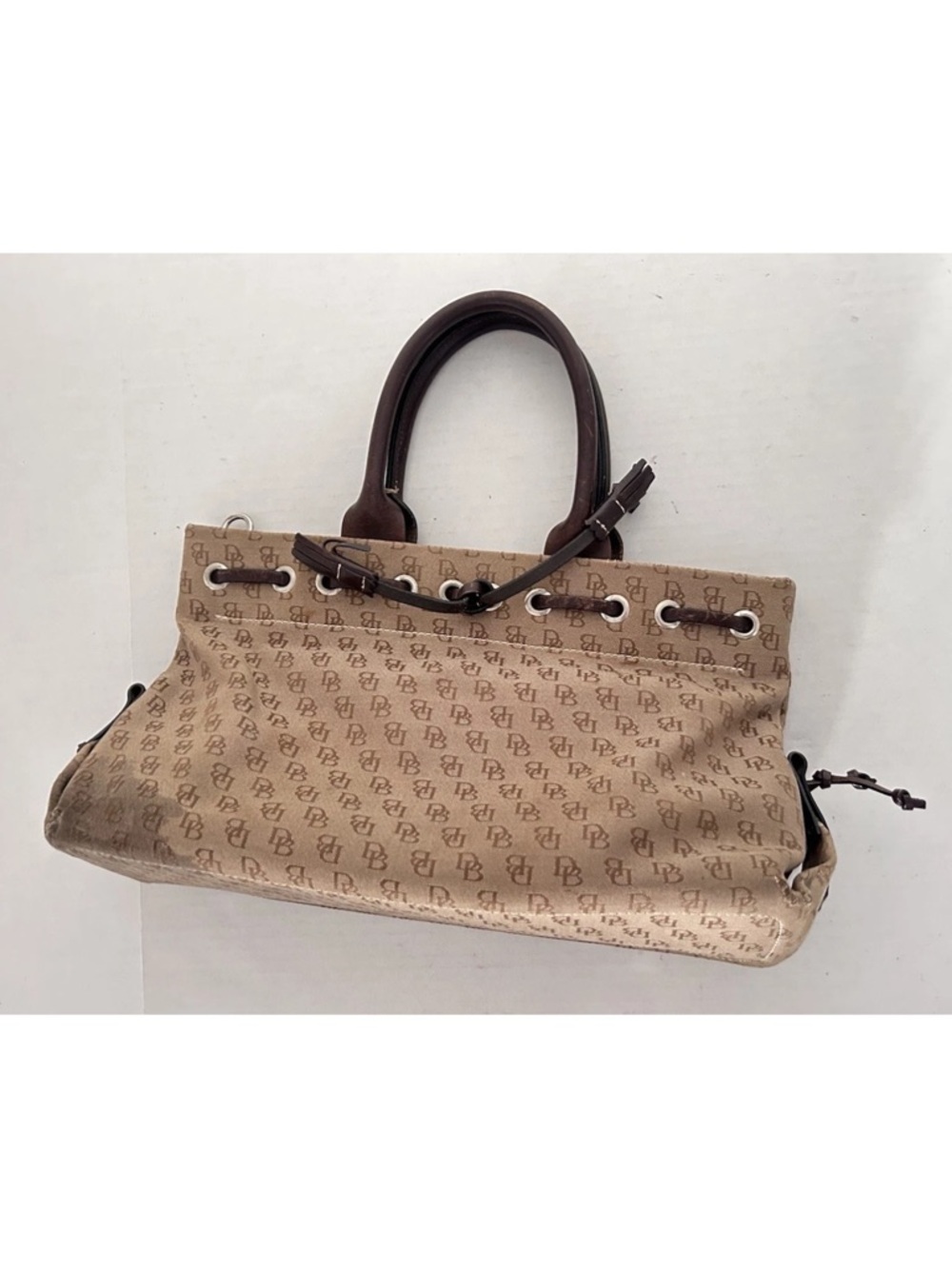 Dooney Bourke | Monogram Canvas Satchel Bag Brown Shoulder Purse